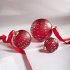 Frosted & Etched in Gold Glass Ornament | Red | 4"