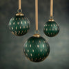 Frosted & Etched in Gold Glass Ornament | Green (4")
