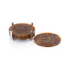 Spiga Set of 4 Coasters on Stand | Nickel with Amber Accent