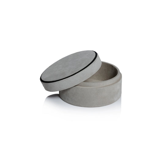 Arden Suede Leather Round Box | 6"