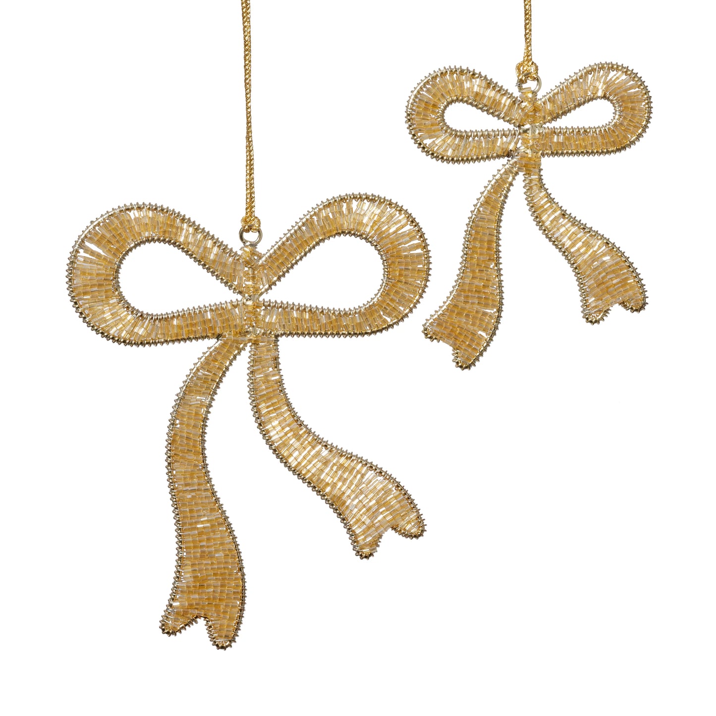 Beaded Bow Hanging Ornament | Gold | 2 sizes
