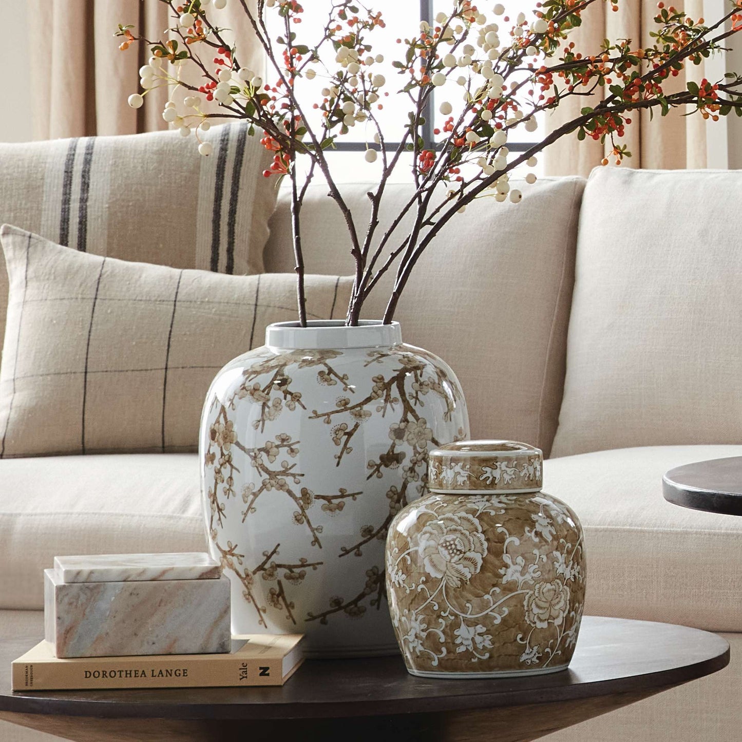 Province Empress Lidded Ginger Jar | Brown & White Ceramic