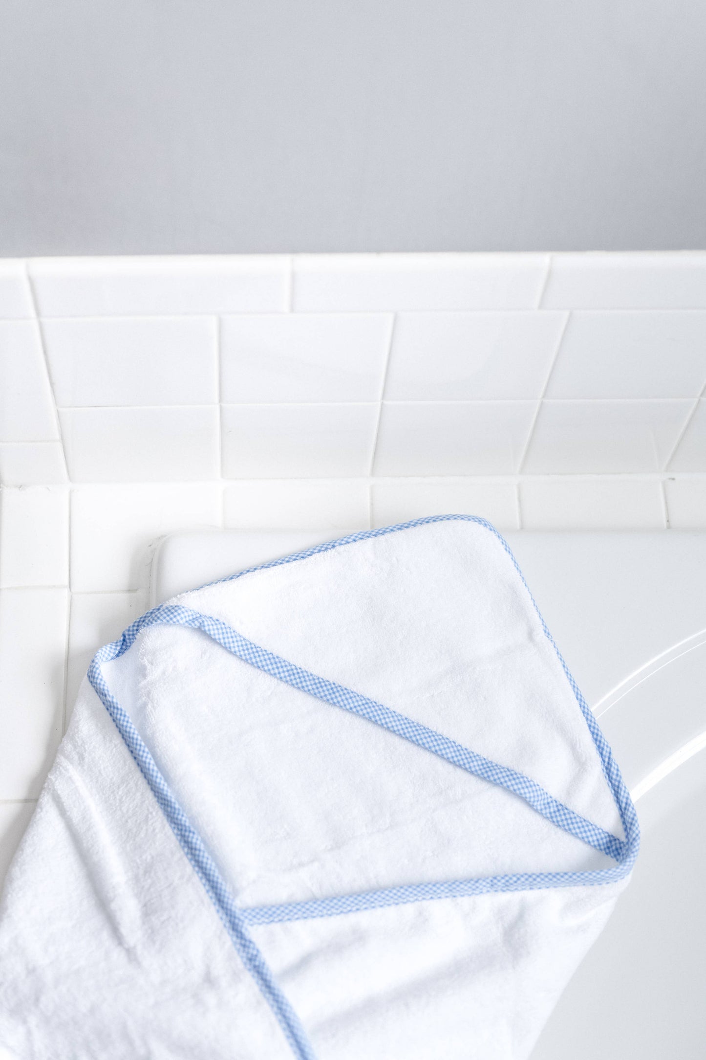 Hooded Terry Bath Towel | Blue Gingham