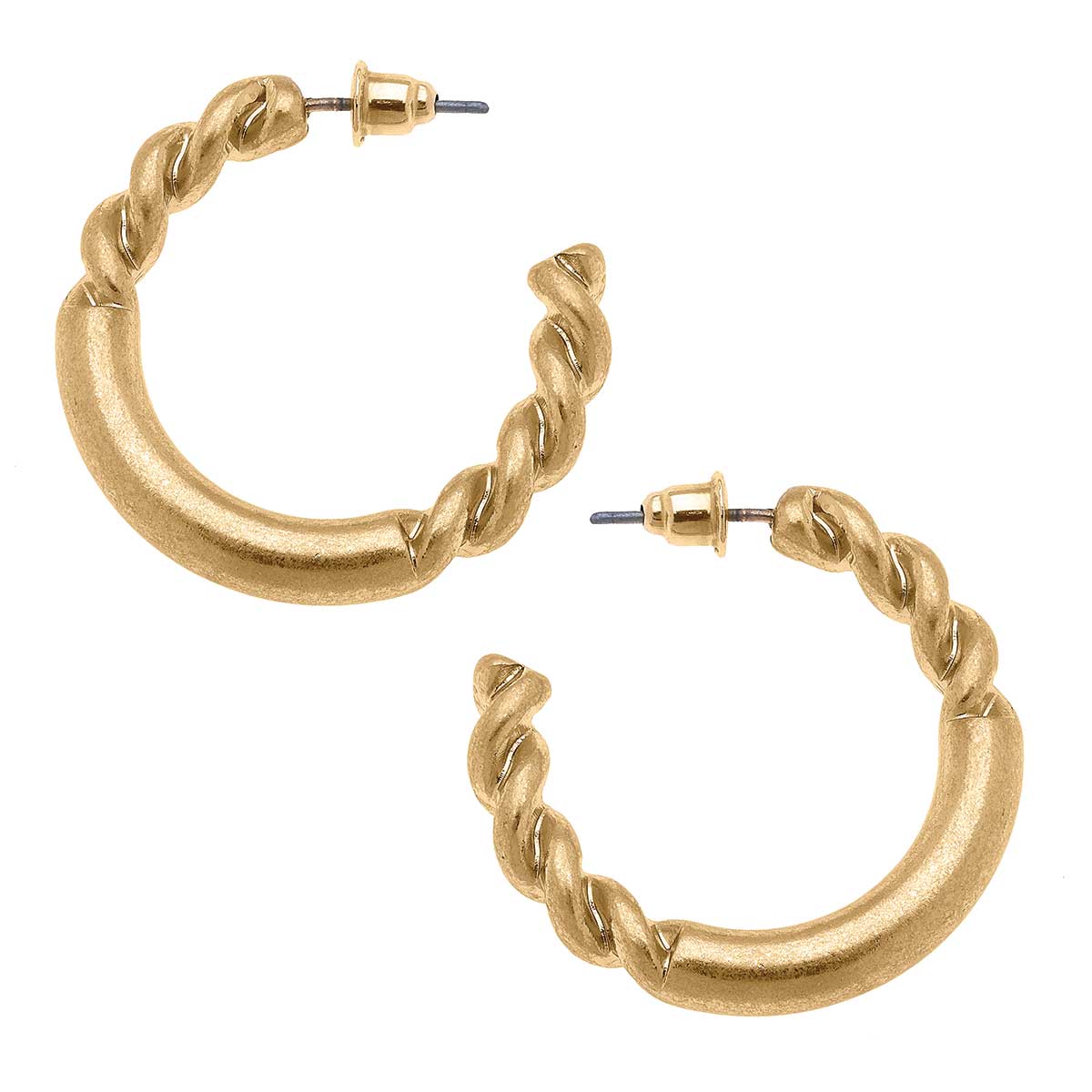Anne Twisted Metal Hoop Earrings | Worn Gold