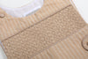 Light Brown Pinstripe Smocked Long Jon Jon