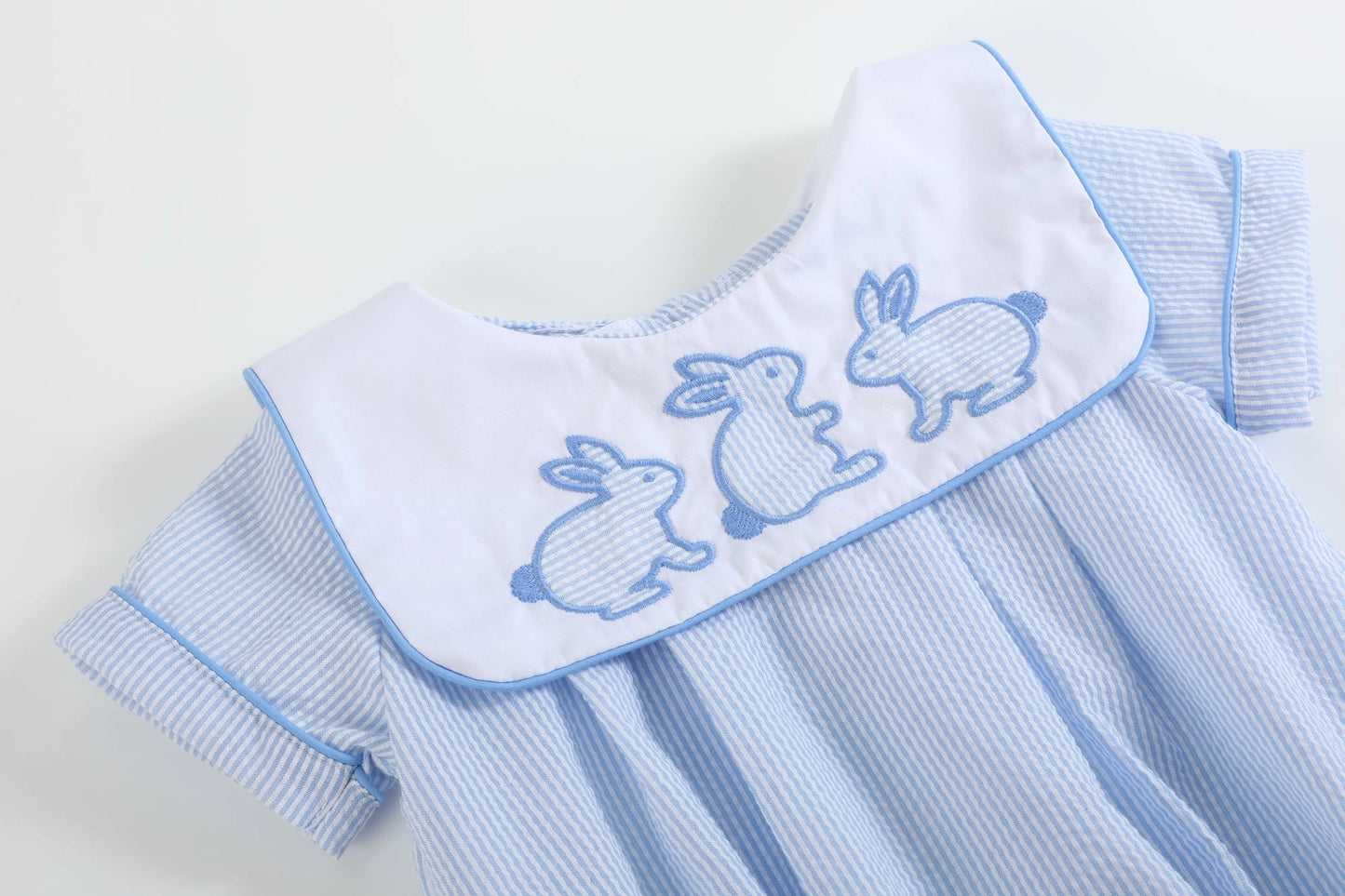 Blue Stripe Bunny Romper