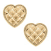 Connell Quilted Metal Heart Stud Earrings | Worn Gold