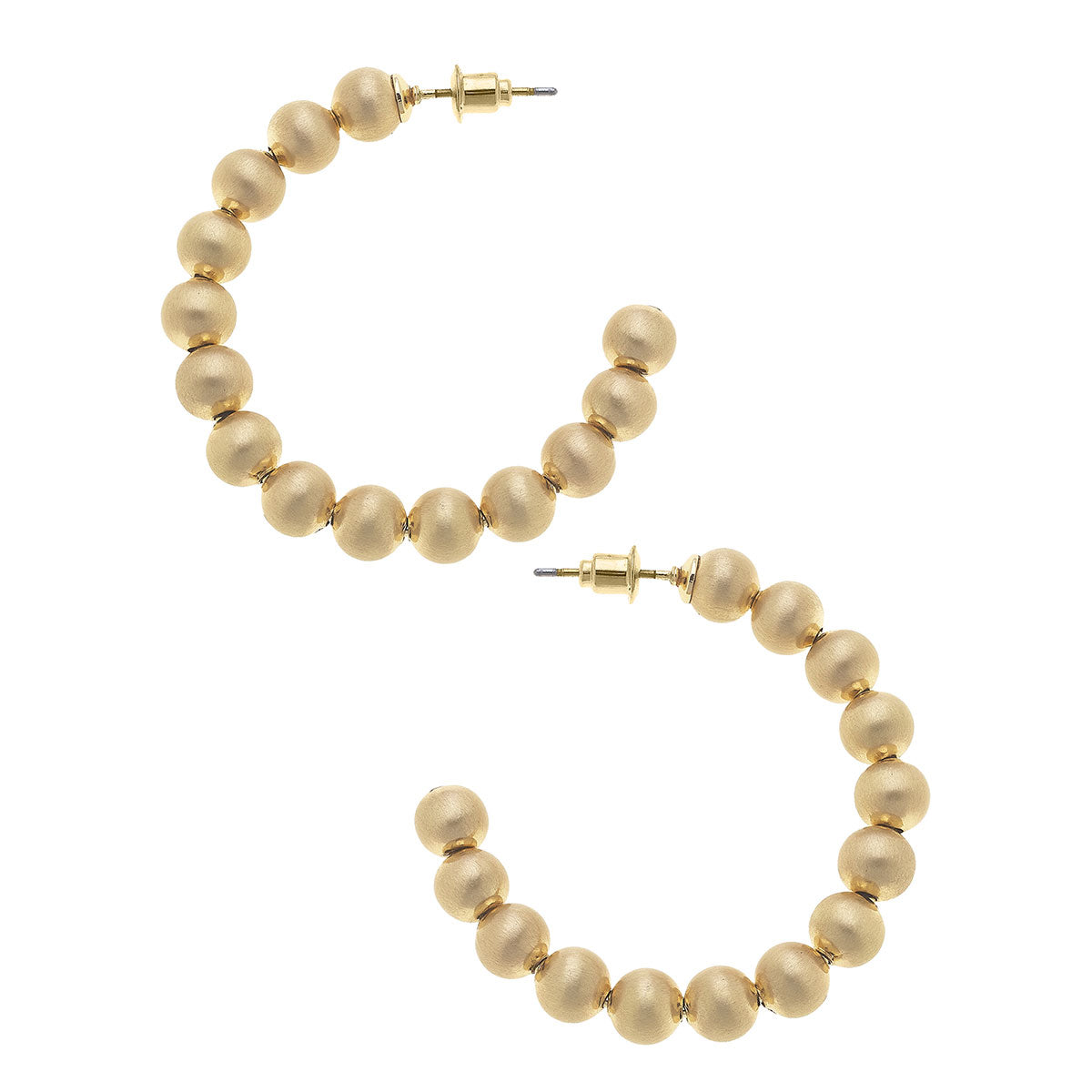 Jasper Ball Bead Hoop Earrings | Satin Gold