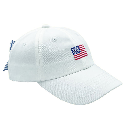 American Flag Bow Baseball Hat | Girls