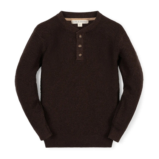 Organic Sweater Henley with Elbow Patches