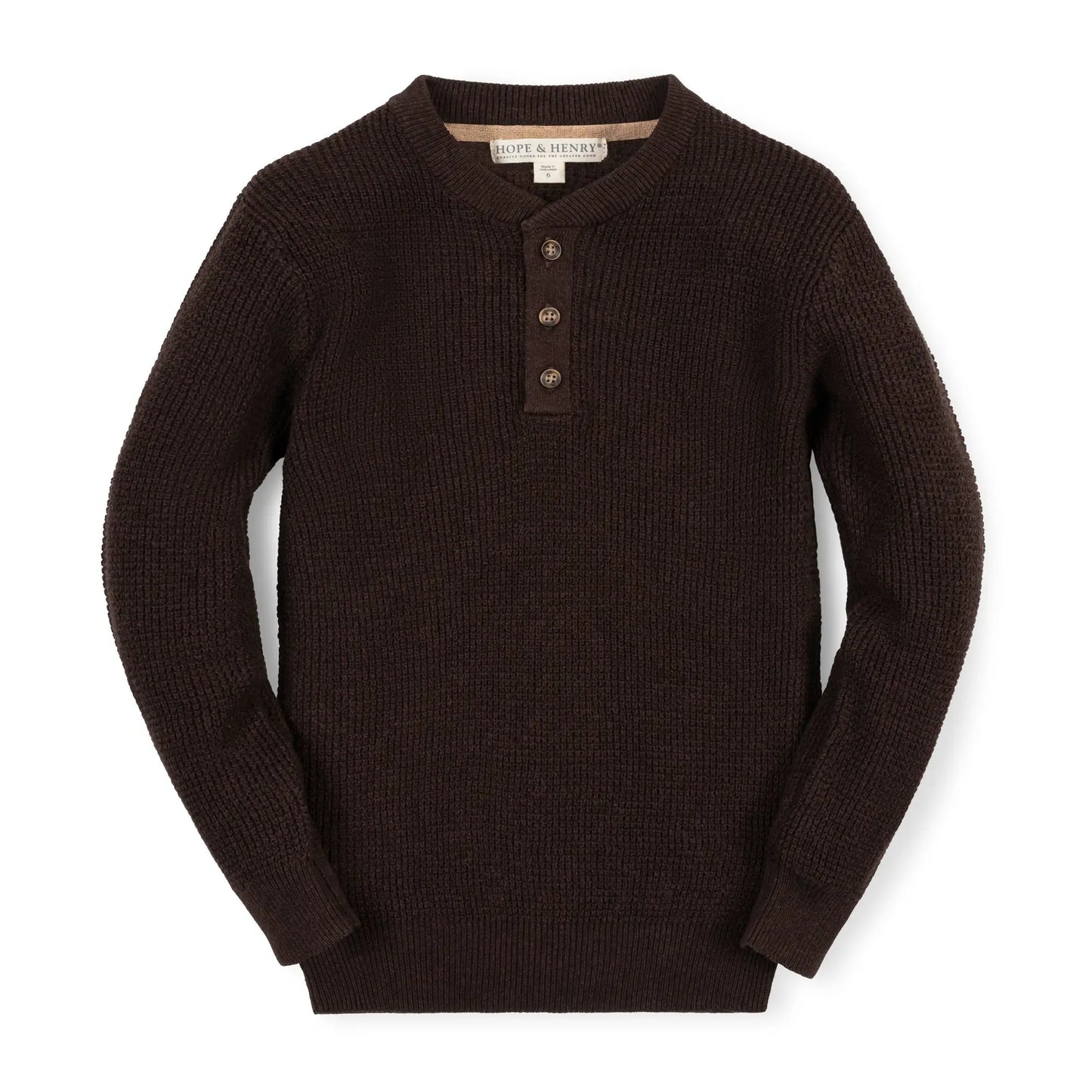 Organic Sweater Henley with Elbow Patches
