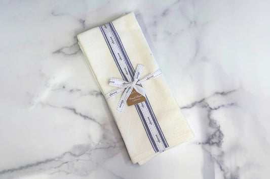 Kitchen Tea Towel, Vintage Navy Blue Stripe, Set of 2