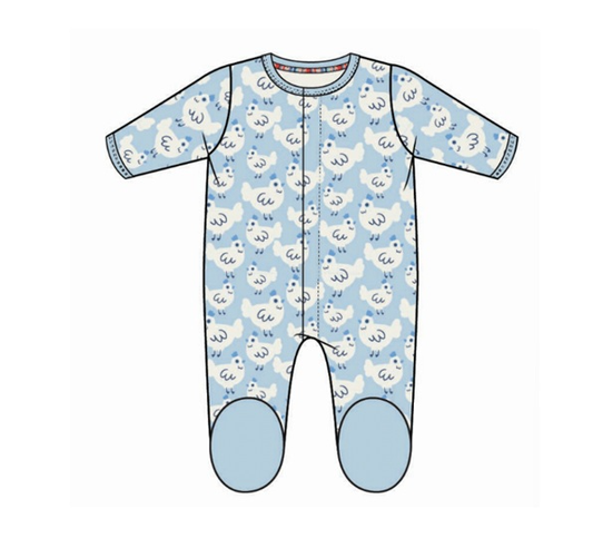 Organic Cotton Footie Blue Chicken