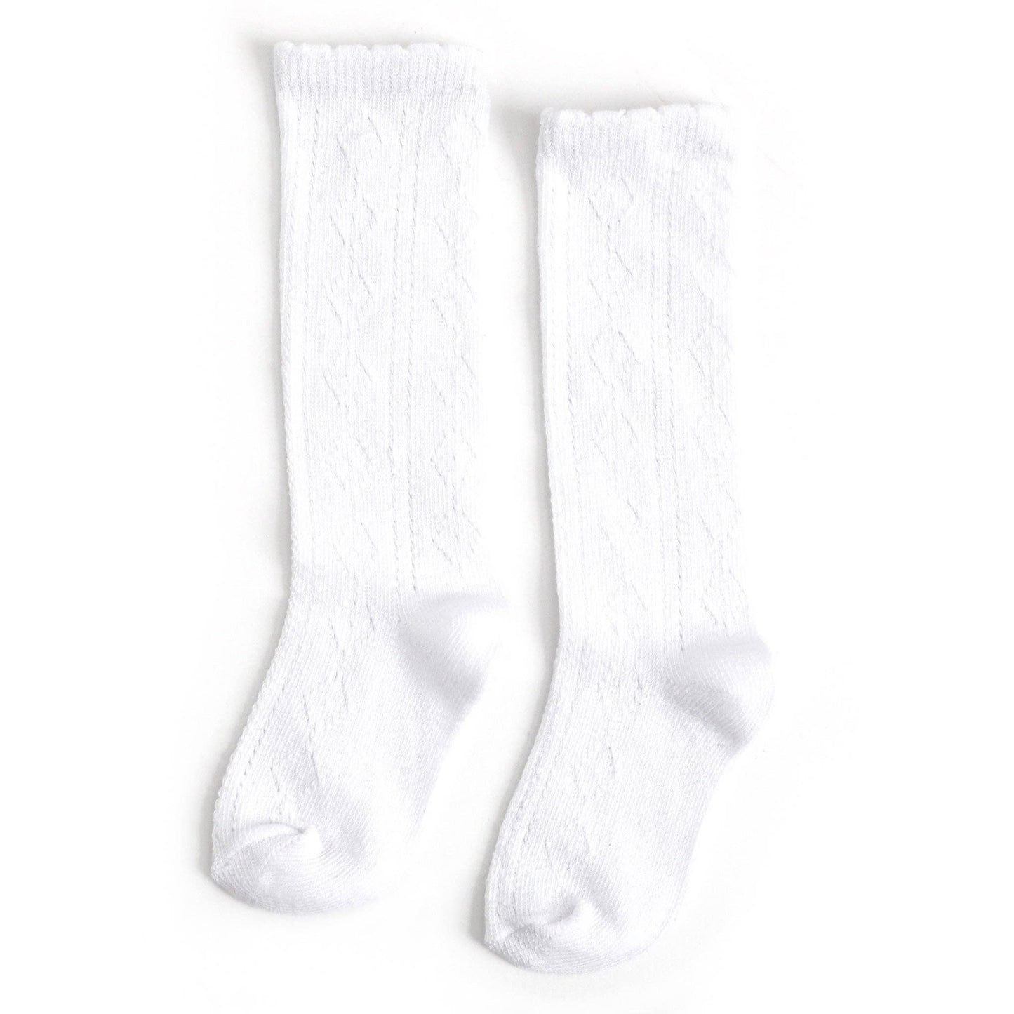 Scalloped Fancy Knee High Socks | White