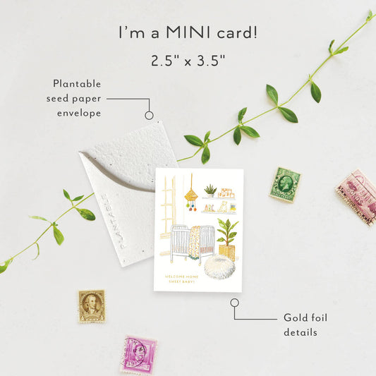 Nursery Sprout - Baby Mini Greeting Card (2.5" x 3.5")
