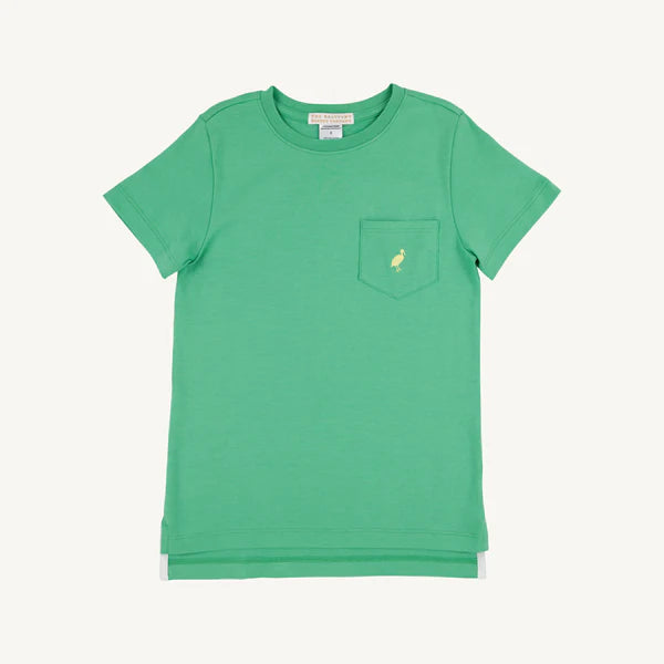 Carter Crewneck | Gibson Island Green with Lake Worth Yellow Stork