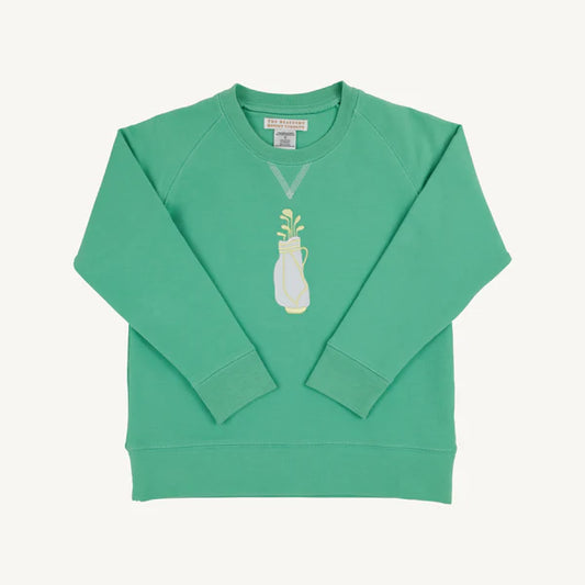 Cassidy Comfy Crewneck | Gibson Island Green with Golf Bag Embroidery
