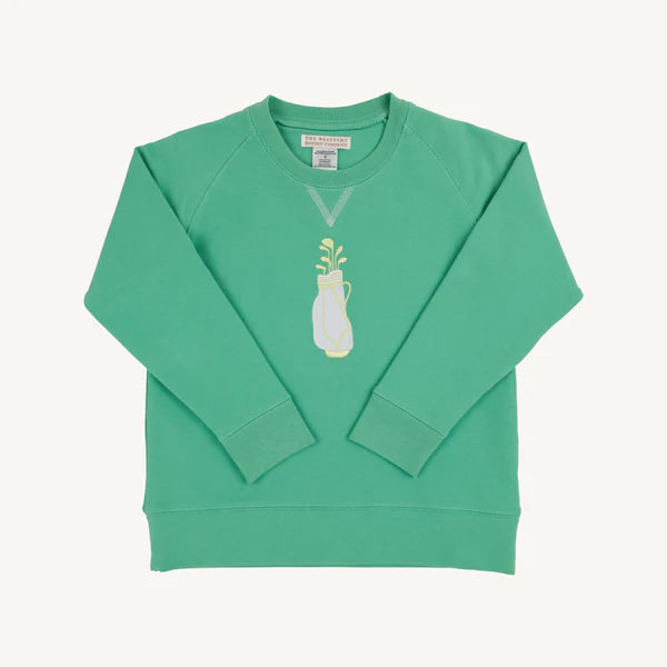 Cassidy Comfy Crewneck | Gibson Island Green with Golf Bag Embroidery