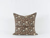 Tisca Brown Block Printed Linen Pillow