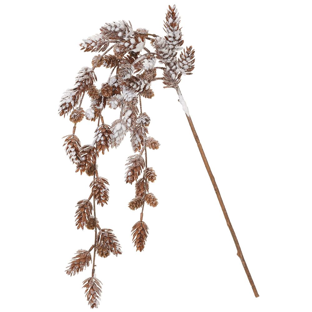 35" Snowed Pine Cone Hanging Spray | Brown/White