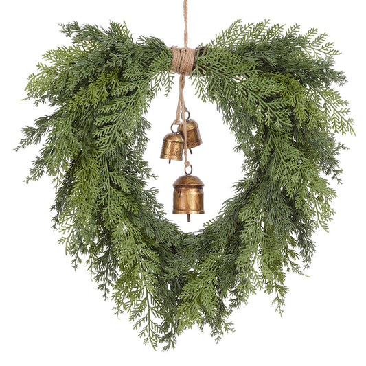 22" Mixed Cypress Wreath With Bells