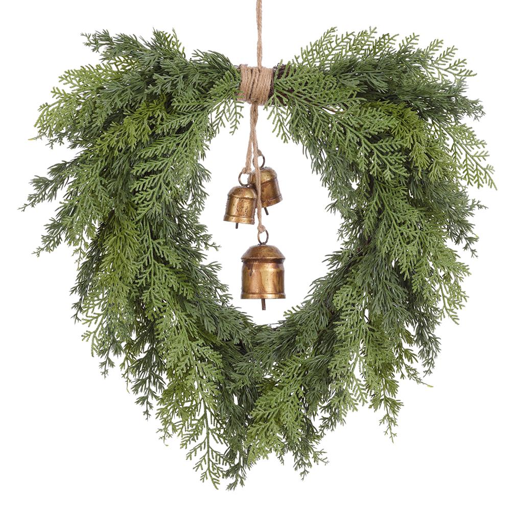 22" Mixed Cypress Wreath With Bells