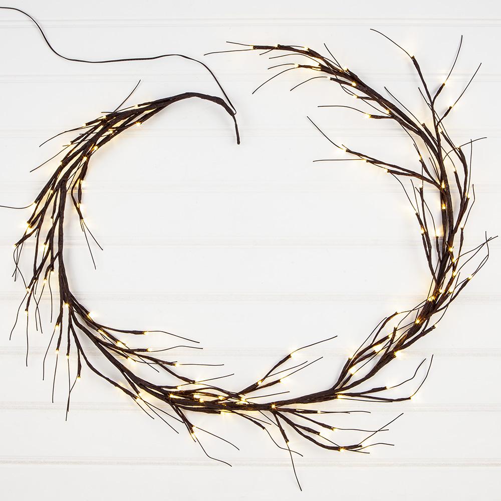 7' Faux Twig Garland w/ 120 LED Lights | Brown