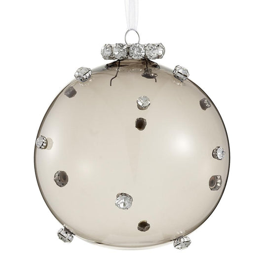 5" Diamond Glass Ball Ornament | Smoke/Silver