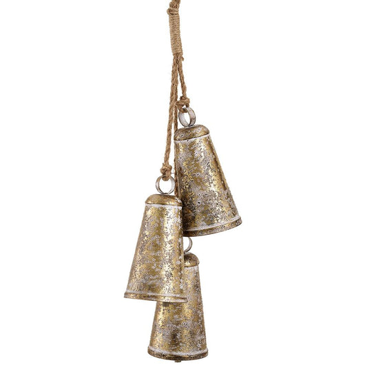 29" Metal Bell Doorknob Hanger | Antique Gold