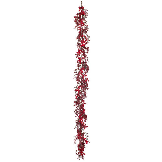 6' Berry/Sedum Garland  | Two Tone Red