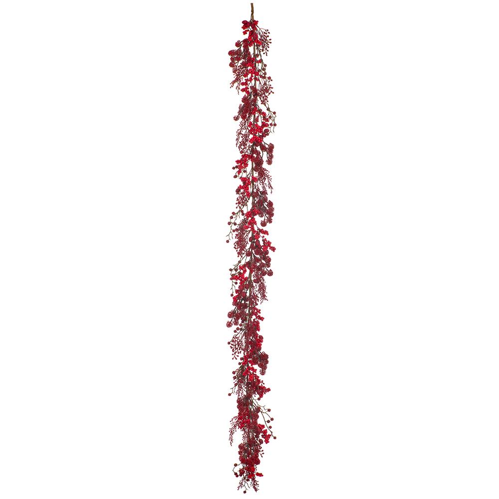 6' Berry/Sedum Garland  | Two Tone Red