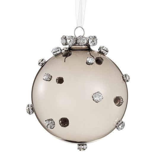 4" Diamond Glass Ball Ornament | Smoke/Silver