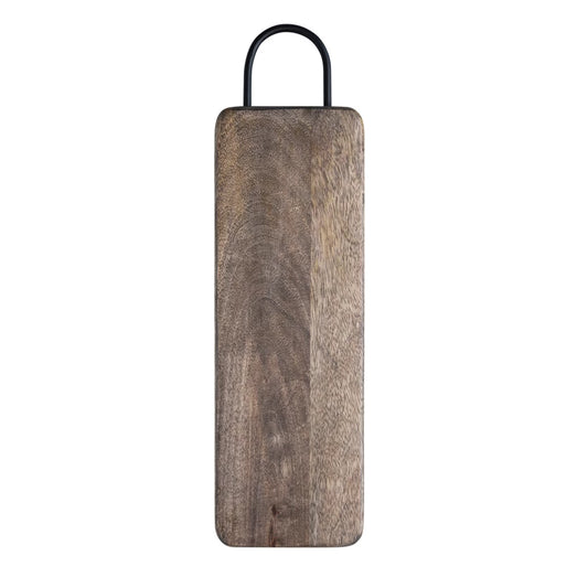 Mango Wood Cheese/Cutting Board w/ Black Metal Handle