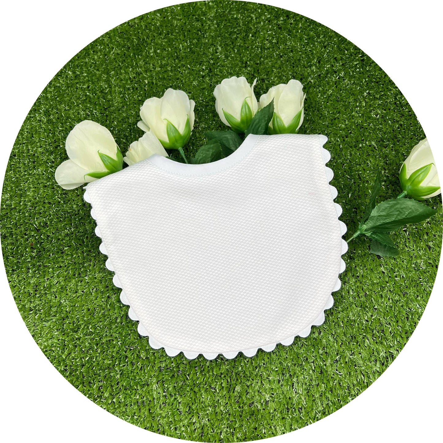 White Cotton Pique Baby Bib | Multiple Colors