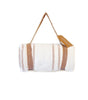 Beach Mat Throw with Cotton Harness | White w/Beige Stripes