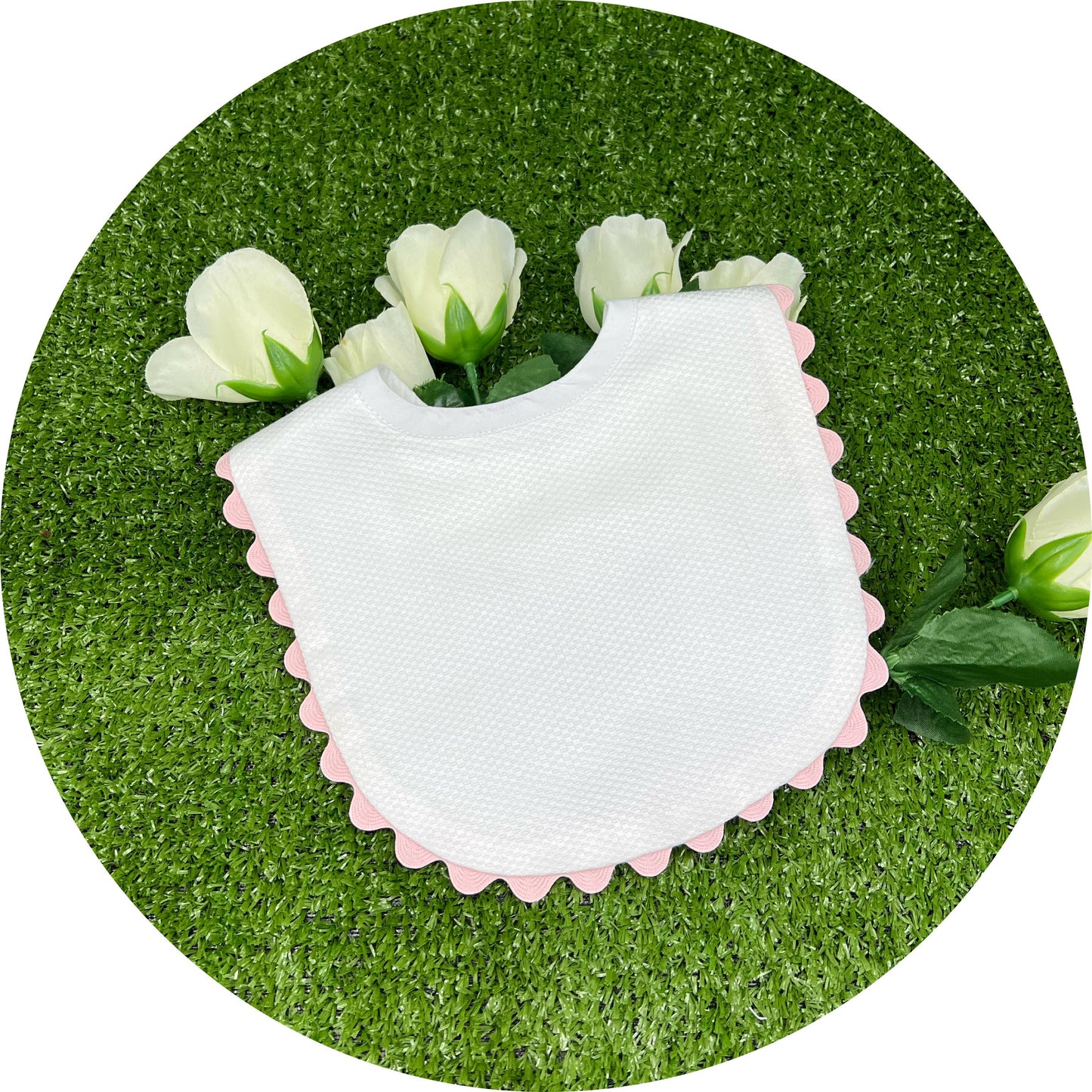 White Cotton Pique Baby Bib | Multiple Colors