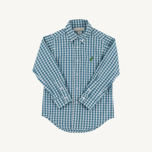 Dean's List Dress Shirt | Barnsley Blue Gingham/Gallatin Green