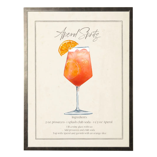 Watercolor Aperol Spritz Drink with Recipe | 16x20