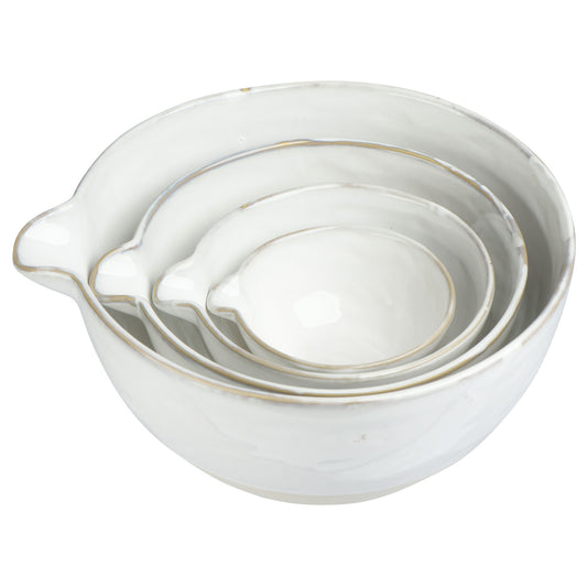 Stoneware Batter Bowls with Glaze | White | Set of 4