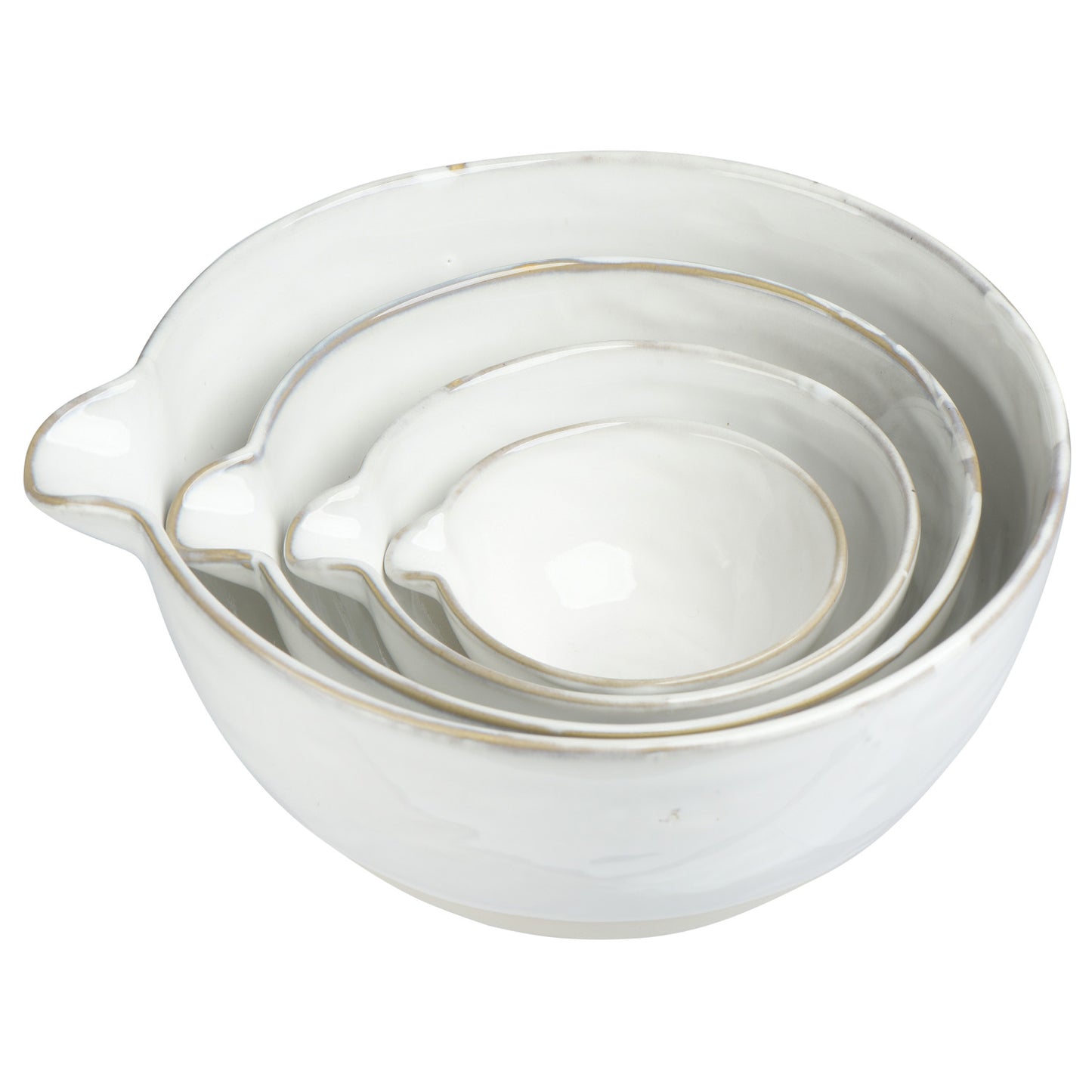 Stoneware Batter Bowls with Glaze | White | Set of 4