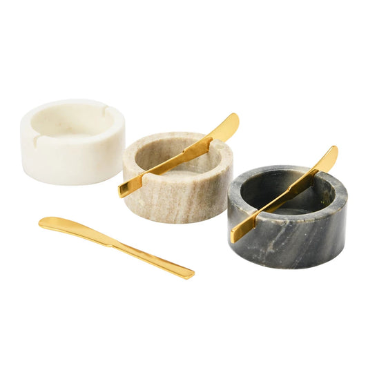 Marble Bowl w/ Metal Knife | 3 colors