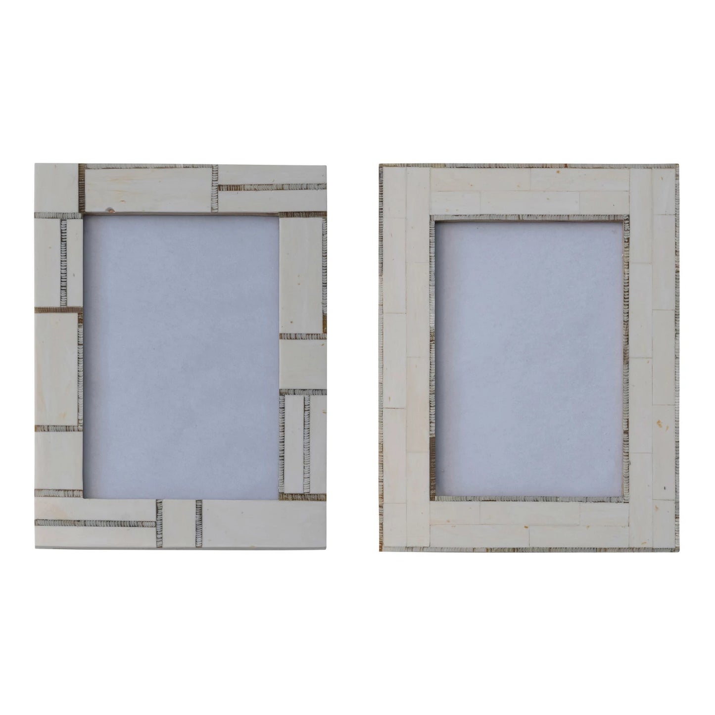 Resin Photo Frame w/ Horn Inlay | Ivory Color | 2 Styles