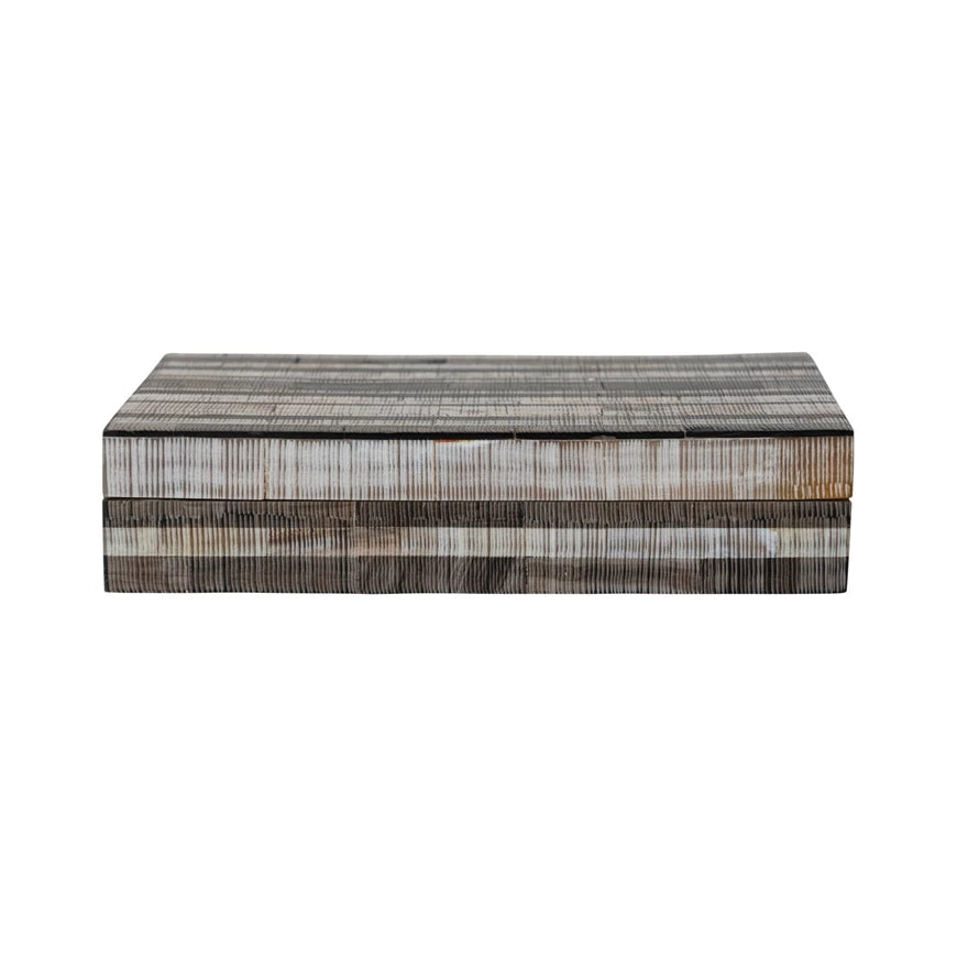 Horn & MDF Box w/ Stripes, Multi Color | 9"