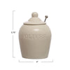 Debossed Stoneware Olive Jar w/ Slotted Spoon