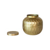 Decorative Embossed Metal Container w/ Lid | Gold Finish