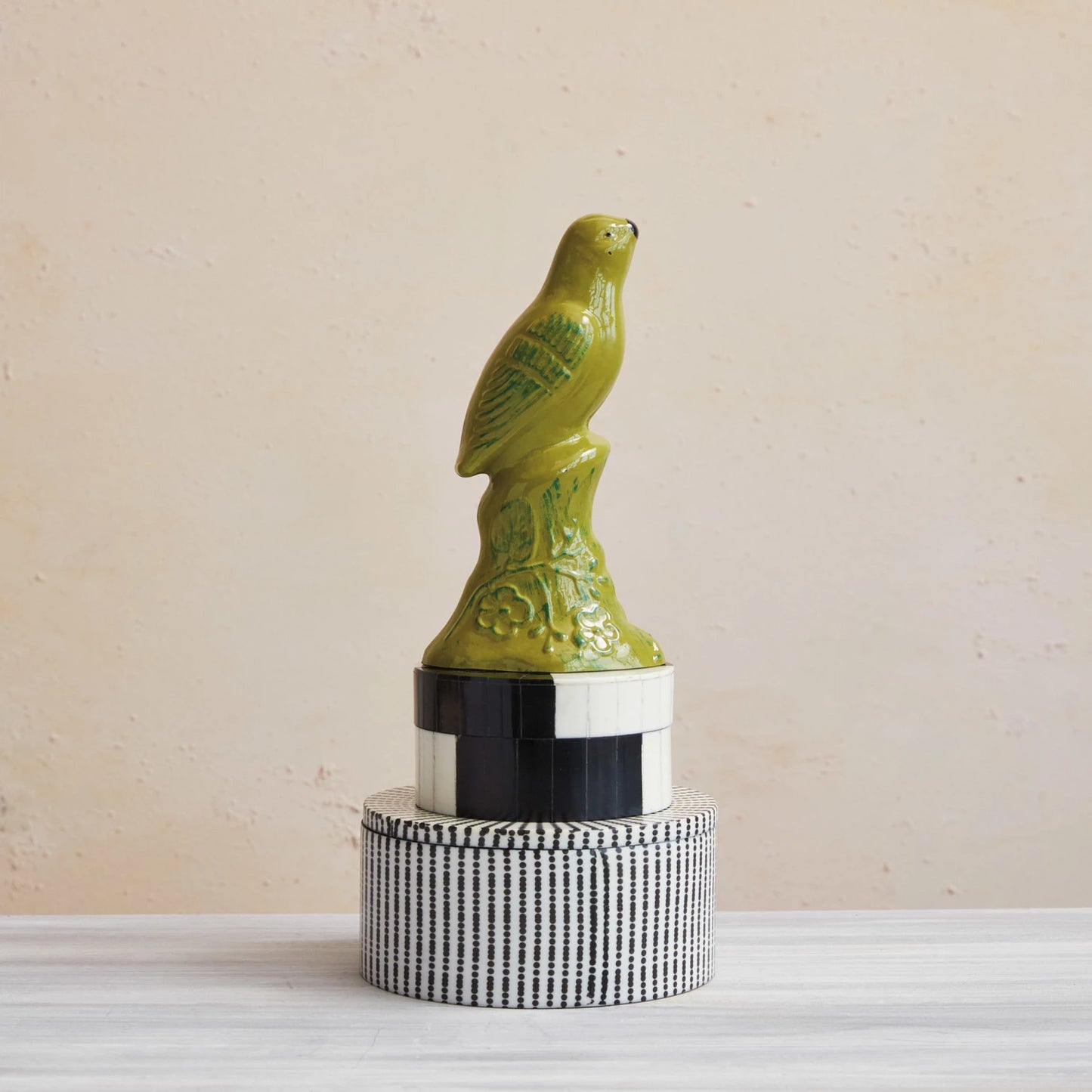 Resin & MDF Decorative Box |  Black & Cream