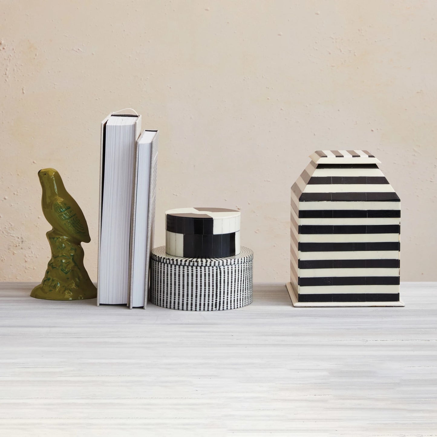 Resin & MDF Decorative Box |  Black & Cream