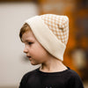 Check Yourself Checkered Reversible Beanie Beige