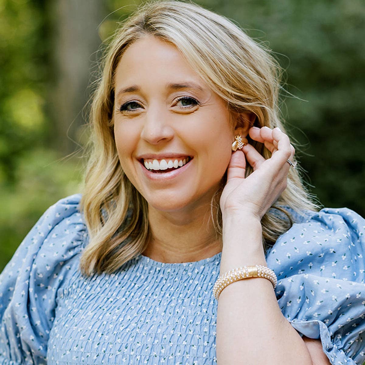 Jackie Pearl-Studded Statement Hinge Bangle | Ivory