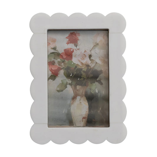 Scalloped Resin Photo Frame | White